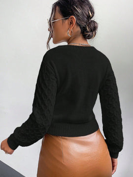 Frenchy cardigan informal de un solo botonadura de manga larga y unicolor para mujer, para otono/invierno