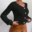 Frenchy cardigan informal de un solo botonadura de manga larga y unicolor para mujer, para otono/invierno