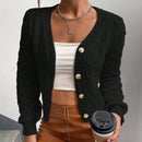 Frenchy cardigan informal de un solo botonadura de manga larga y unicolor para mujer, para otono/invierno
