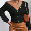 Frenchy cardigan informal de un solo botonadura de manga larga y unicolor para mujer, para otono/invierno
