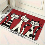 1 pieza de alfombra gruesa para cocina de 1.1 cm con estampado de tres gatos, engrosada para sala de estar, porche y decoración del hogar