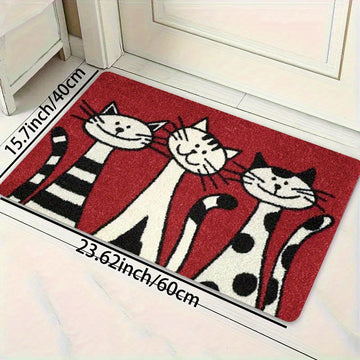 1 pieza de alfombra gruesa para cocina de 1.1 cm con estampado de tres gatos, engrosada para sala de estar, porche y decoración del hogar