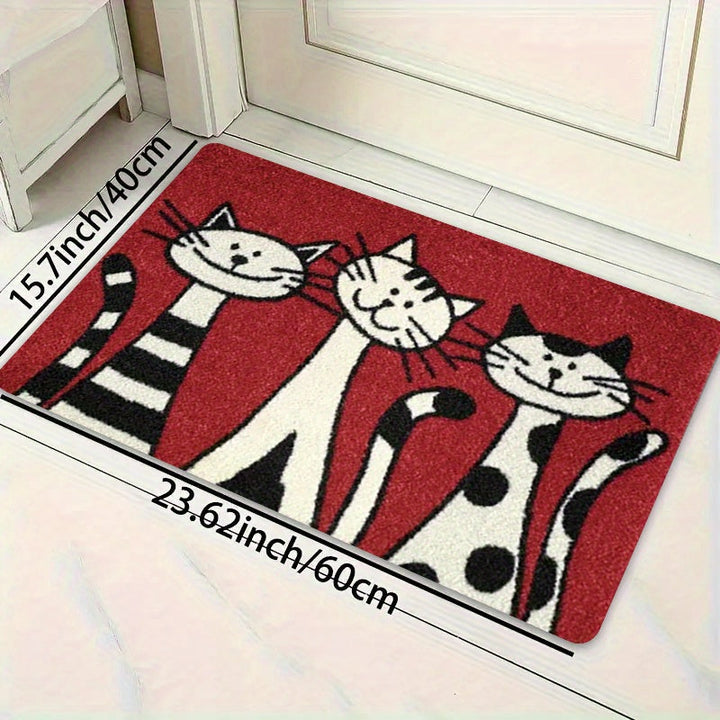1 pieza de alfombra gruesa para cocina de 1.1 cm con estampado de tres gatos, engrosada para sala de estar, porche y decoración del hogar