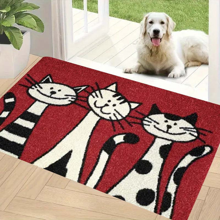 1 pieza de alfombra gruesa para cocina de 1.1 cm con estampado de tres gatos, engrosada para sala de estar, porche y decoración del hogar