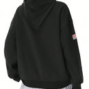 Coolane sudadera casual con capucha negra minimalista con estampado de letras para mujer