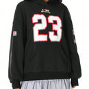 Coolane sudadera casual con capucha negra minimalista con estampado de letras para mujer