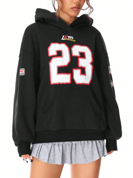 Coolane sudadera con capucha estilo deportivo de mujer con graficos impresos con numeros para otono