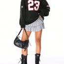 Coolane sudadera casual con capucha negra minimalista con estampado de letras para mujer