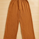 Essnce pantalones casuales de pernera ancha de 7/8 con textura y cintura anudada de unicolor para mujer