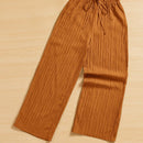 Essnce pantalones casuales de pernera ancha de 7/8 con textura y cintura anudada de unicolor para mujer