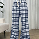 Essnce pantalones rectos y holgados con cintura de cordon a cuadros para mujer