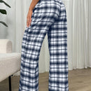 Essnce pantalones rectos y holgados con cintura de cordon a cuadros para mujer