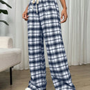 Essnce pantalones rectos y holgados con cintura de cordon a cuadros para mujer