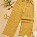 Essnce pantalones casuales de pernera ancha de 7/8 con textura y cintura anudada de unicolor para mujer
