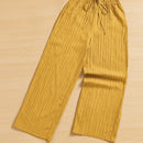 Essnce pantalones casuales de pernera ancha de 7/8 con textura y cintura anudada de unicolor para mujer