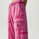 Bohemela pantalones anchos de punto de color liso con bolsillo para mujer, ideales para vacaciones