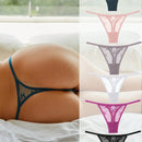 Conjunto de 6 tangas de encaje con patron de mariposas de unicolor con banda de cintura delgada, lenceria sexy para mujeres