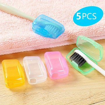 Juego de 5 porta cepillos de dientes portátil, no eléctrico, soporte de pie, caja organizadora para baño y viaje, suministros de baño en plástico duradero