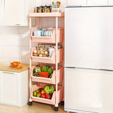 1pc Estantería de Libros de Pie para Uso Doméstico Simple con Ruedas, Armario de Almacenamiento Multinivel con Costura Estrecha, Estante de Pared para Libros Pequeño