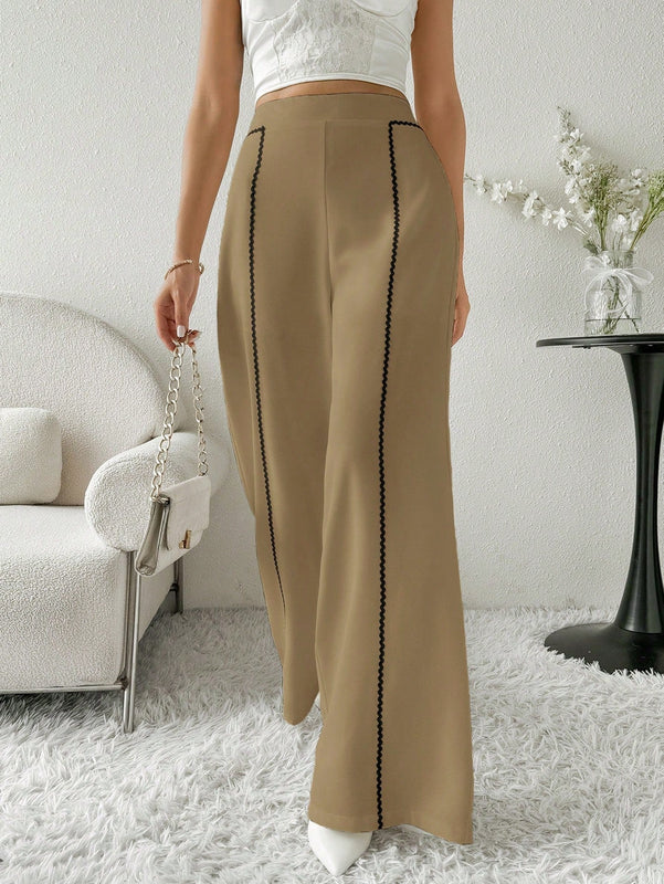 Modely pantalones casuales estilo minimalista de unicolor con patchwork para uso diario para mujeres