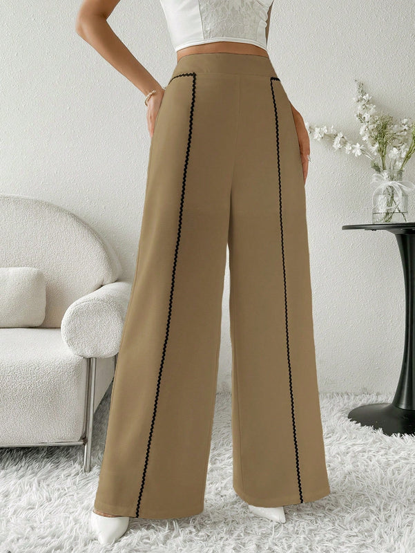 Modely pantalones casuales estilo minimalista de unicolor con patchwork para uso diario para mujeres