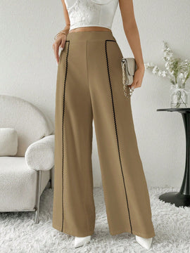 Modely pantalones casuales estilo minimalista de unicolor con patchwork para uso diario para mujeres