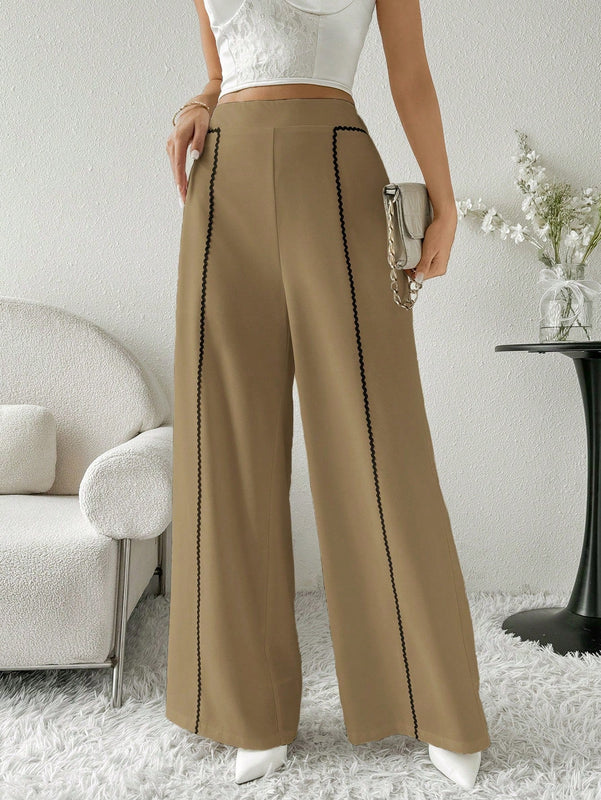 Modely pantalones casuales estilo minimalista de unicolor con patchwork para uso diario para mujeres