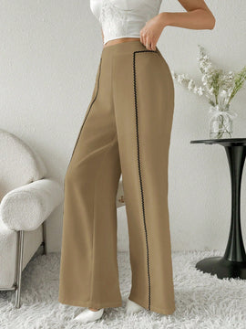Modely pantalones casuales estilo minimalista de unicolor con patchwork para uso diario para mujeres