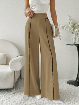 Modely pantalones casuales estilo minimalista de unicolor con patchwork para uso diario para mujeres