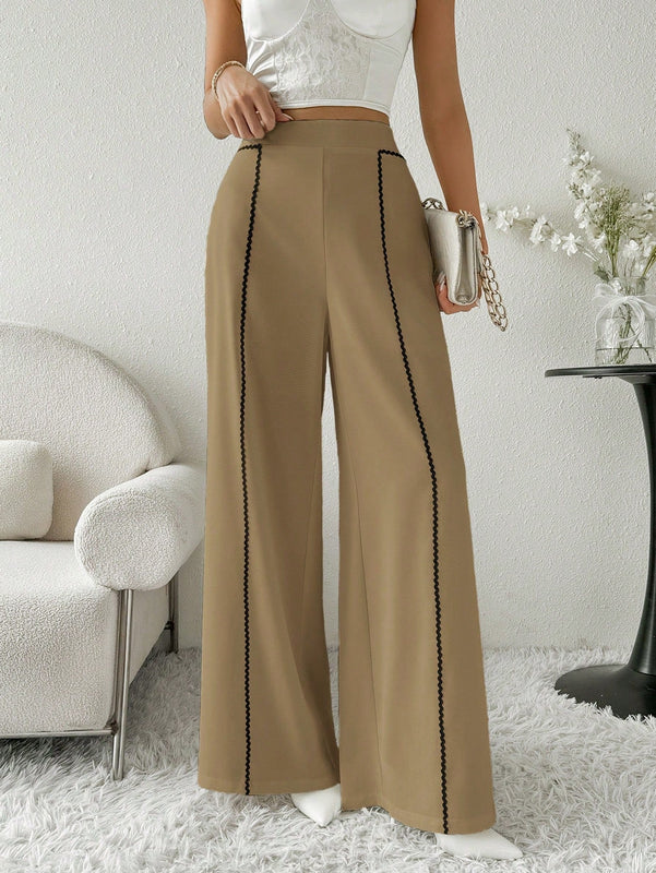 Modely pantalones casuales estilo minimalista de unicolor con patchwork para uso diario para mujeres