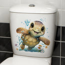 Adhesivo Encantador de Tortuga Marina para Tapa de Inodoro - Pegatina Impermeable para Baño para Asiento, Pared y Puerta | Decoración Estética para el Hogar