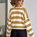 Cardigan de mujer con cuello redondo y botones delanteros, con estampado de rayas