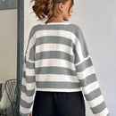 Cardigan de mujer con cuello redondo y botones delanteros, con estampado de rayas