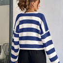 Cardigan de mujer con cuello redondo y botones delanteros, con estampado de rayas