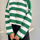 Cardigan de mujer con cuello redondo y botones delanteros, con estampado de rayas