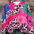 Lune sudadera con capucha de estampado floral vintage todo sobre en estilo minimalista casual, adecuada para otono/invierno