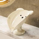 Adorable Jabonera con Forma de Oso con Ventosa - Sin Taladro, Diseño Auto-Drenante para Organización de Baño, Creativa, Inclinada