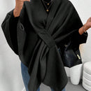 Clasi poncho/capa de mujer de unicolor, chaqueta de lana informal para otono/invierno