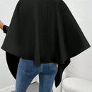 Clasi poncho/capa de mujer de unicolor, chaqueta de lana informal para otono/invierno