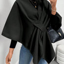 Clasi abrigo de lana de unicolor elegante con cierre envolvente para mujer, para otono/invierno