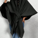 Clasi poncho/capa de mujer de unicolor, chaqueta de lana informal para otono/invierno