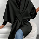 Clasi poncho/capa de mujer de unicolor, chaqueta de lana informal para otono/invierno