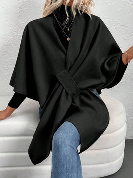 Clasi poncho/capa de mujer de unicolor, chaqueta de lana informal para otono/invierno