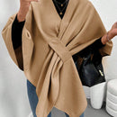 Clasi poncho/capa de mujer de unicolor, chaqueta de lana informal para otono/invierno