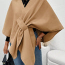 Clasi poncho/capa de mujer de unicolor, chaqueta de lana informal para otono/invierno