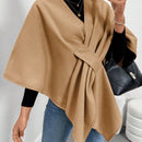 Clasi poncho/capa de mujer de unicolor, chaqueta de lana informal para otono/invierno