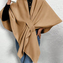 Clasi poncho/capa de mujer de unicolor, chaqueta de lana informal para otono/invierno