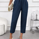 Emery rose pantalones casuales de unicolor con bolsillos y decoracion de botones, de estilo simple, para uso diario