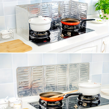 Cubierta de salpicadero de aluminio para cocina - Cubierta de aceite resistente al calor de la estufa, mampara de metal no apto para alimentos, accesorios de cocina esenciales, protector de la parte superior de la estufa, protector lateral de la estufa,