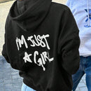 Sudadera con capucha de mujer con estampado de eslogan y hombros caidos